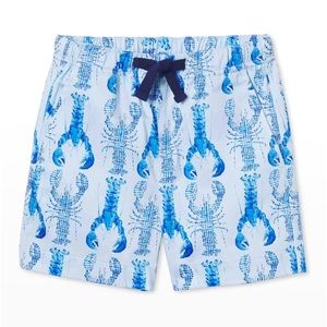 Classic Prep Boy’s Andrew Pull-On Shorts Blue Gingham Lobsters Large